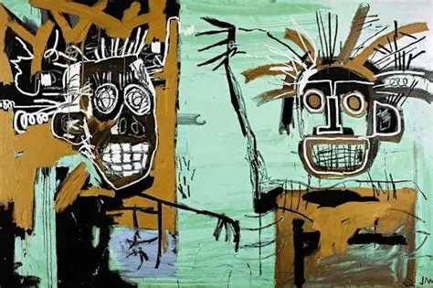 Jean-Michel Basquiat Untitled Two Heads on Gold 1982 the original artwork Jane Allan's work resembles