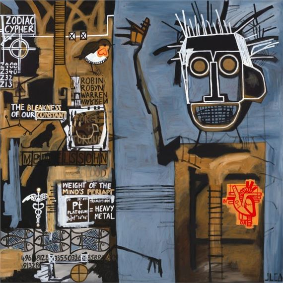 Jane Allan Weight of the Mind's Periapt 2021 Darling Portrait Prize finalist showing Basquiat similarities