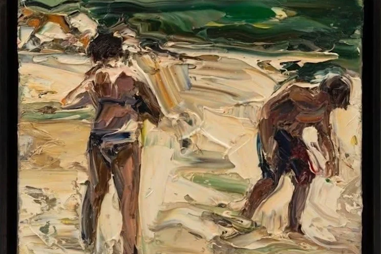 Nicholas Harding Two Estuary Figures 2011 the original painting Jane Allan's Seaside Explorers closely mirrors