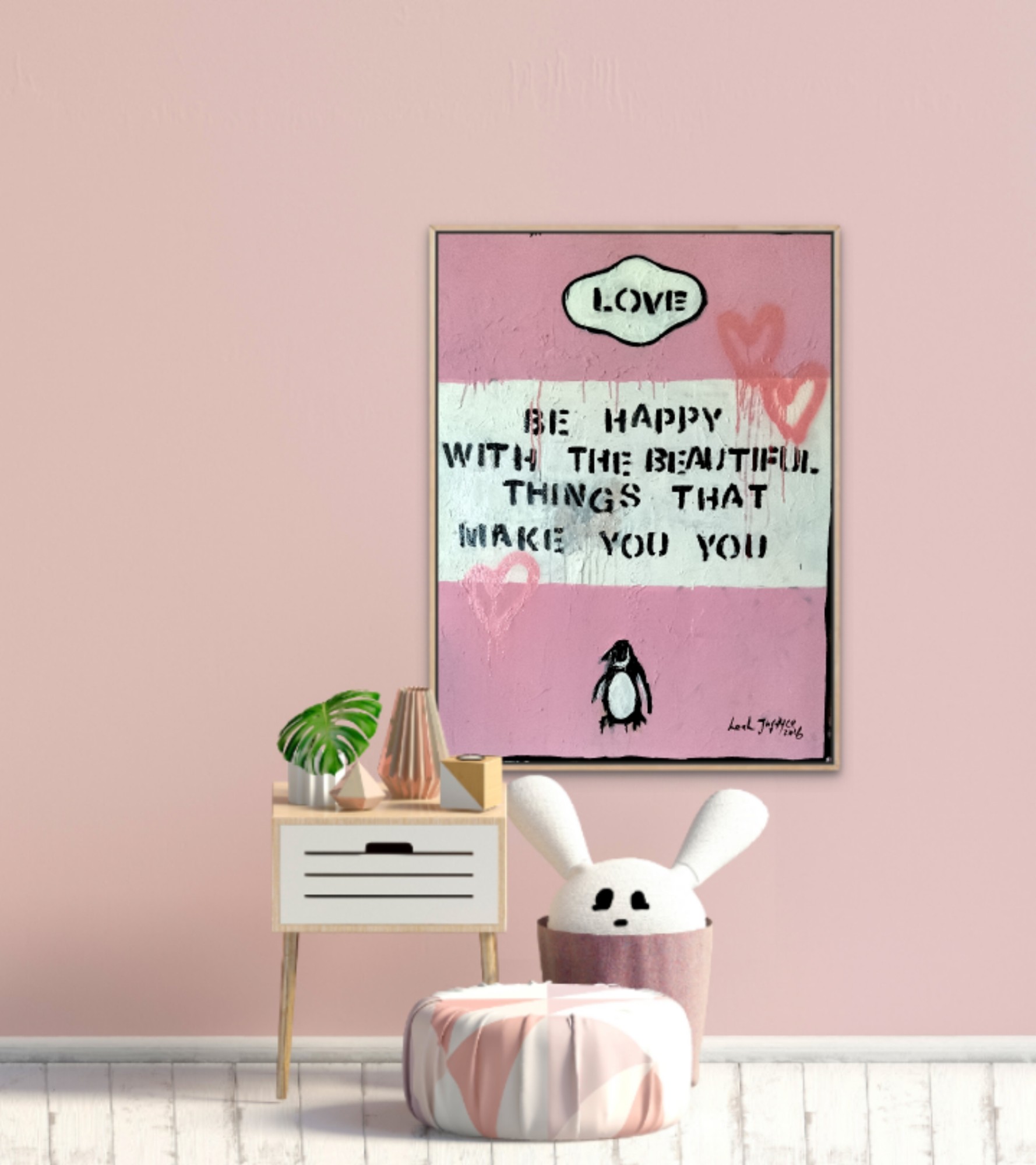Bound Classics custom love quote artwork, pink colourway