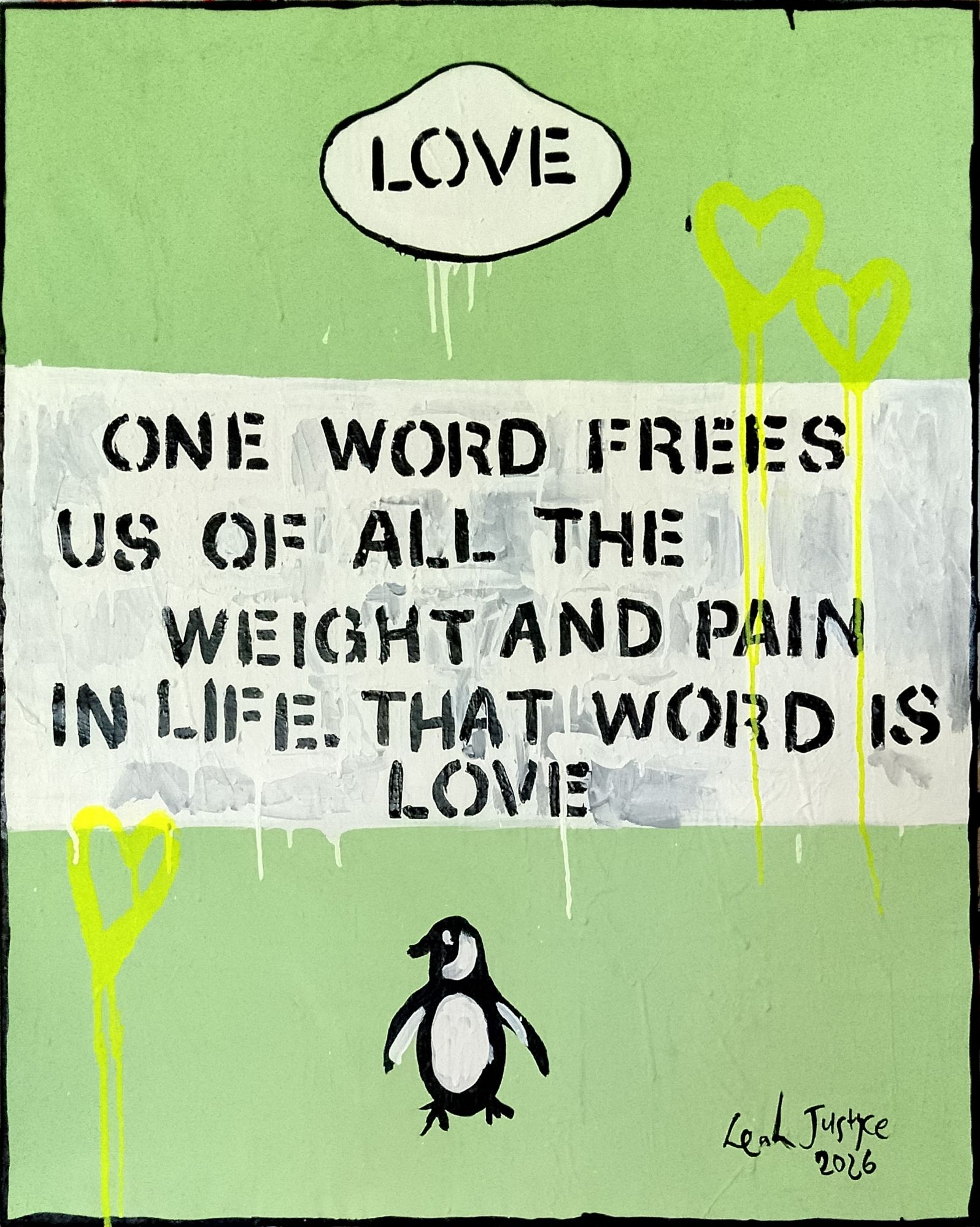 Bound Classics custom love quote artwork, detail